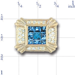AC539 14K SCORED BLUE TOPAZ & DIAMOND SLIDE 